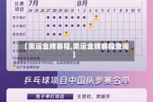 【奥运金牌赛程,奥运金牌赛程查询】