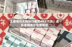 工商银行大同分行被罚49.6万元：违反金融统计管理规定
