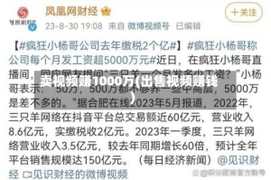 卖视频赚1000万(出售视频赚钱)