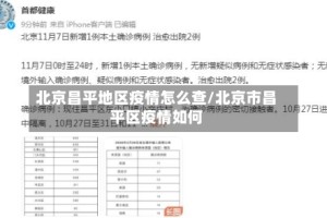 北京昌平地区疫情怎么查/北京市昌平区疫情如何