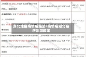 湖北地区疫情后经济/疫情后湖北经济刺激政策