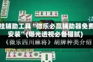 开挂辅助工具“微乐必赢辅助器免费安装”(曝光透视必备猫腻)