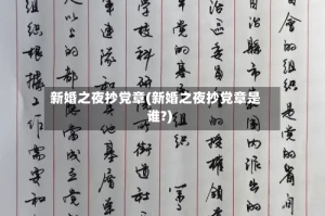 新婚之夜抄党章(新婚之夜抄党章是谁?)