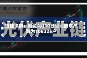 捷佳伟创：截至4月10日公司股东户数为106225户
