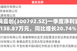壹网壹创(300792.SZ)一季度净利润3138.87万元，同比增长20.74%