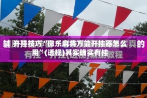 开挂技巧“微乐麻将万能开挂器怎么用”(透视)其实确实有挂
