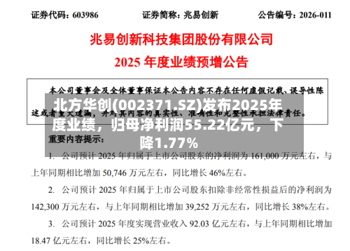 北方华创(002371.SZ)发布2025年度业绩，归母净利润55.22亿元，下降1.77%-第2张图片