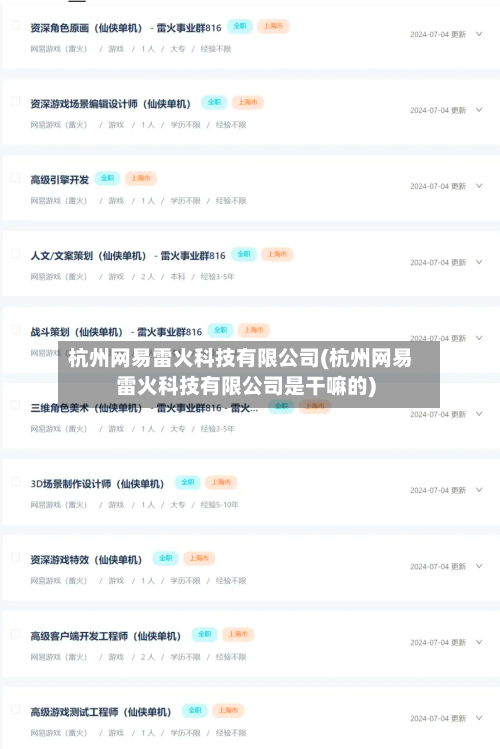 杭州网易雷火科技有限公司(杭州网易雷火科技有限公司是干嘛的)-第2张图片