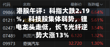 港股午评：科指大跌2.19%，科技股集体弱势，锂电龙头走低	，长飞光纤逆势大涨13%-第1张图片
