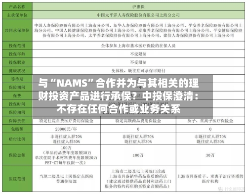 与“NAMS”合作并为与其相关的理财投资产品进行承保？中投保澄清：不存在任何合作或业务关系-第1张图片