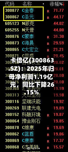 卡倍亿(300863.SZ)：2025年归母净利润1.19亿元，同比下降26.15%-第1张图片