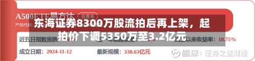 东海证券8300万股流拍后再上架，起拍价下调5350万至3.2亿元-第2张图片