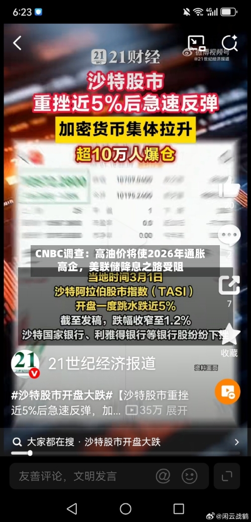 CNBC调查：高油价将使2026年通胀高企，美联储降息之路受阻-第1张图片