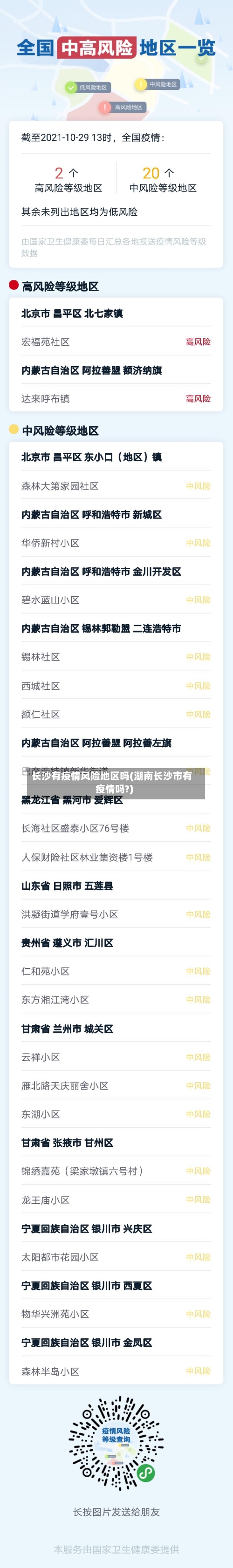 长沙有疫情风险地区吗(湖南长沙市有疫情吗?)-第2张图片