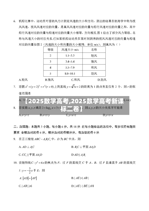 【2025数学高考,2025数学高考新课标二卷】-第1张图片