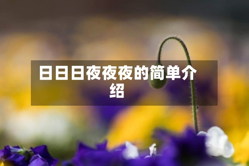 日日日夜夜夜的简单介绍-第1张图片