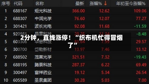 2分钟，直线涨停！“织布机忙得冒烟了”-第2张图片