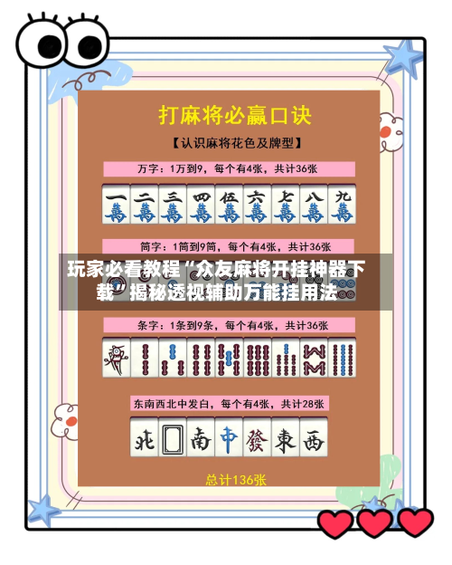 玩家必看教程“众友麻将开挂神器下载”揭秘透视辅助万能挂用法-第1张图片