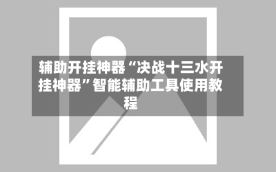 辅助开挂神器“决战十三水开挂神器”智能辅助工具使用教程-第2张图片