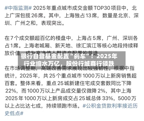 银行自营基金配置“刹车”！2025年行业缩水万亿，股份行城商行领跌-第2张图片