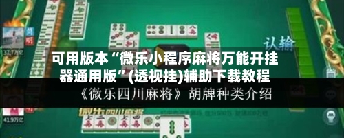 可用版本“微乐小程序麻将万能开挂器通用版”(透视挂)辅助下载教程-第1张图片