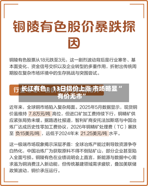 长江有色：13日铝价上涨 市场略显“有价无市”-第3张图片