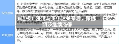 6连板！澄清与英伟达关系后	，蒙娜丽莎继续涨停-第2张图片