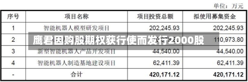 鹰君因购股期权获行使而发行2000股-第2张图片